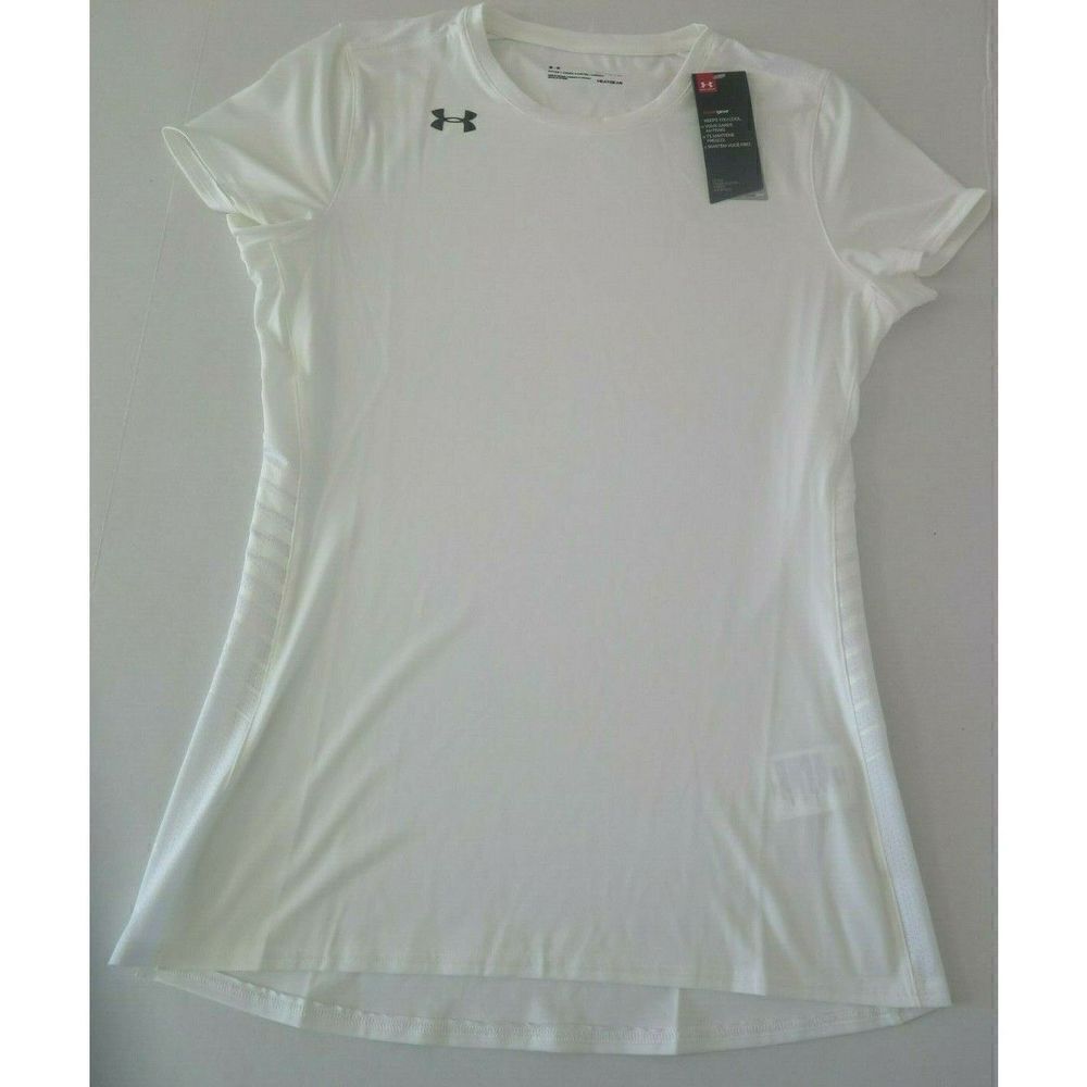 Under Armour 1305168 Heatgear Womens Sz M White Team Endless Power Soccer Jersey
